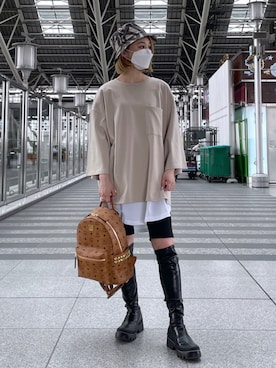 「DANKE SCHON（ダンケシェーン）のアイテム（帽子）」を使った、EMII SHOJIさん（レディース・156cm）の夏コーディネート