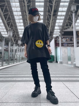 「WHITELAND（ホワイトランド）のWHITELAND/ホワイトランド/タグTシャツ/TAG TEE（Tシャツ/カットソー）」を使った、EMII SHOJIさん（レディース・156cm）の夏コーディネート