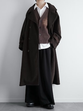 「アイテム（スラックス、ブラック系）」を使った、itsukiさん（メンズ・167cm）の冬コーディネート