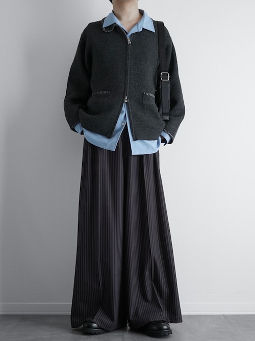 ルーズシルエットラメステッチダブルジップニット（ニット/セーター