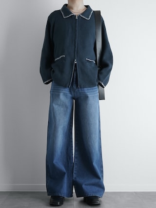 「SOCCE（ソーシー）のルーズシルエットラメステッチダブルジップニット（ニット/セーター）」を使った、itsukiさん（メンズ・167cm）の春コーディネート