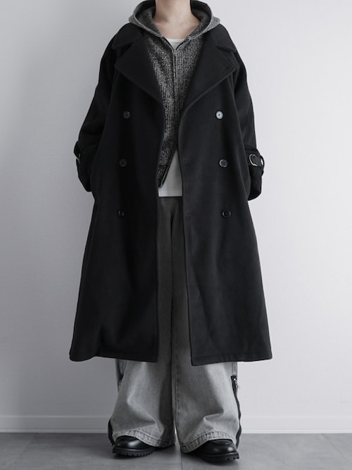 ウールミックスオーバーサイズ2wayハイネックメルトンロング ウールミックスオーバーサイズ2wayハイネックメルトンロング