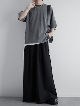 「SOCCE（ソーシー）の270ｇコットンウォッシュ加工ハーフスリーブカットソー（Tシャツ/カットソー）」を使った、itsukiさん（メンズ・167cm）の夏コーディネート