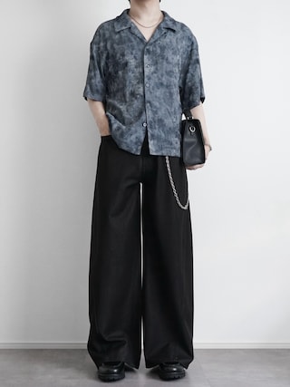 「SOCCE（ソーシー）のアブストラクトオープンカラーシャツ（シャツ/ブラウス）」を使った、itsukiさん（メンズ・167cm）の夏コーディネート