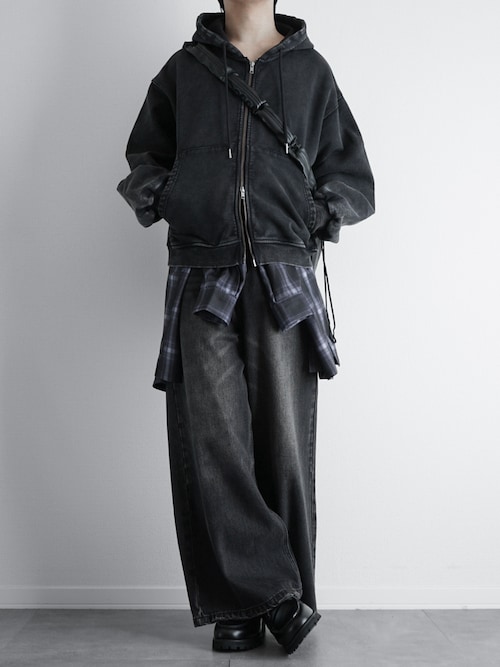 セール】サイドベルト ワイドフレアデニムパンツ NZK6069【MASONPRINCE