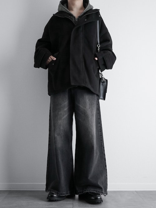 サイドベルト ワイドフレアデニムパンツ NZK6069【MASONPRINCE