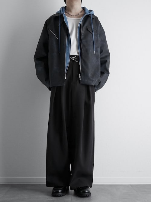 BLACK COLLECTION by ZOZOTOWN vol.2　未開封品 ブライトリーセットアップ】マニッシュストライプ 2WAYストレッチ