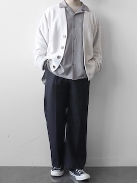 「アイテム（カーディガン/ボレロ、ホワイト系）」を使った、itsukiさん（メンズ・167cm）の春コーディネート