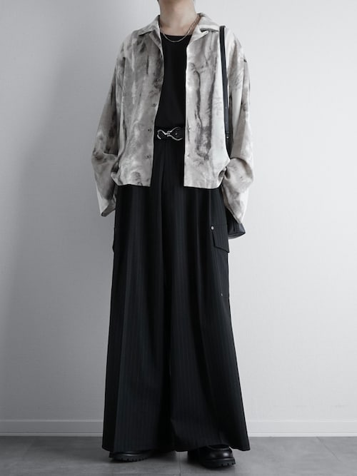 ウールライクピンストライプ2タックセンタープレスリベットカーゴ