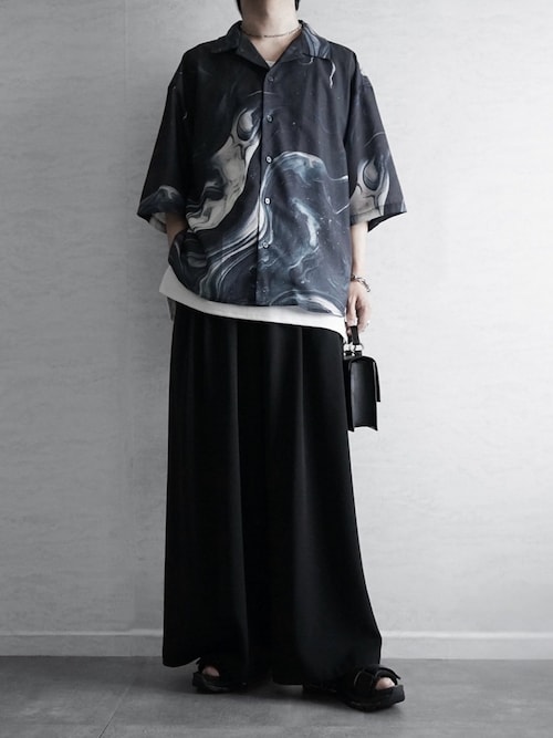 Marble Pattern Short-Sleeve Shirt - マーブル転写総柄半袖シャツ