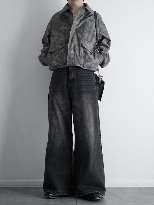 サイドベルト ワイドフレアデニムパンツ NZK6069【MASONPRINCE