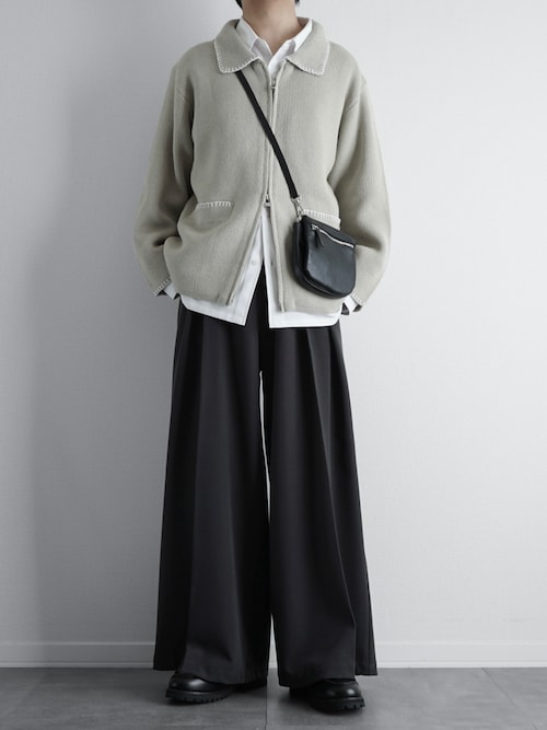 ルーズシルエットラメステッチダブルジップニット（ニット/セーター