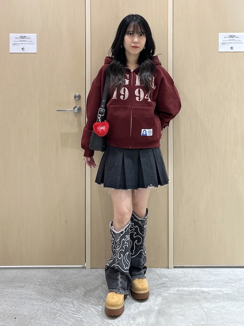 X-girl x Champion REVERSE WEAVE R STENCIL LOGO ZIP UP HOODIE