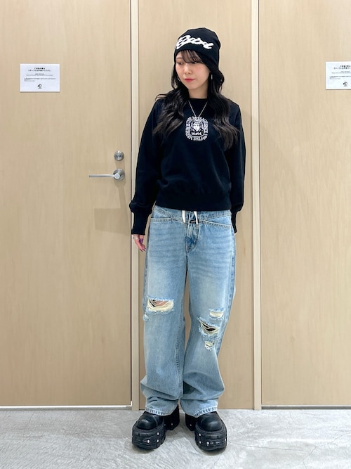 ヒーニンです！！ SCRIPT LOGO JACQUARD BEANIE（ニットキャップ/ビーニー）｜X-girl