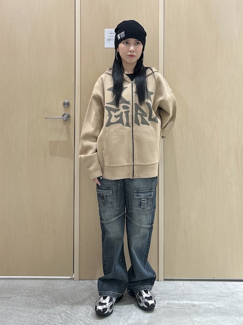 セール】JACQUARD KNIT ZIP UP HOODIE（ニット/セーター）｜X-girl