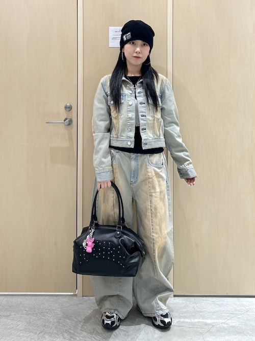 FADED FACE LABEL COMPACT DENIM JACKET（デニムジャケット）｜X-girl