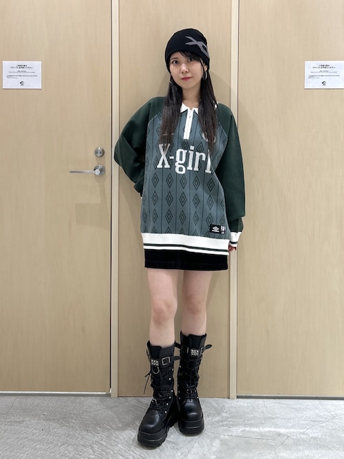 X-girl x UMBRO HALF ZIP JACQUARD KNIT TOP（ニット/セーター