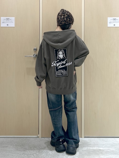 FACE BOX PATCH ZIP UP SWEAT HOODIE（パーカー）｜X-girl