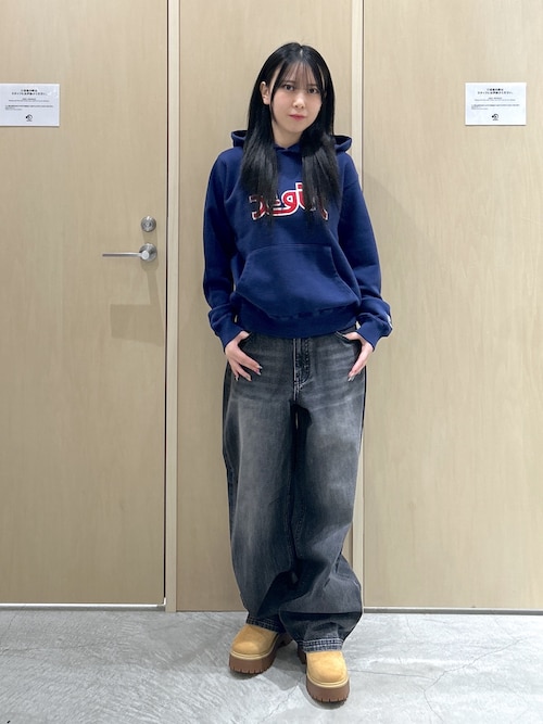 セール】MILLS LOGO LAYERED PATCH SWEAT HOODIE（パーカー）｜X-girl