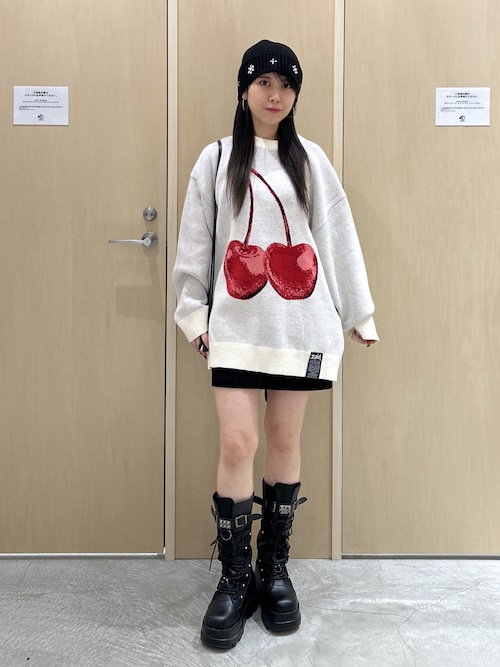 セール】CHERRY JACQUARD KNIT TOP（ニット/セーター）｜X-girl