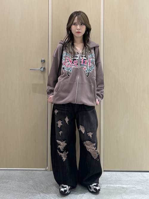 X-girl（エックスガール） パーカー BUTTERFLY EMBLEM ZIP UP SWEAT