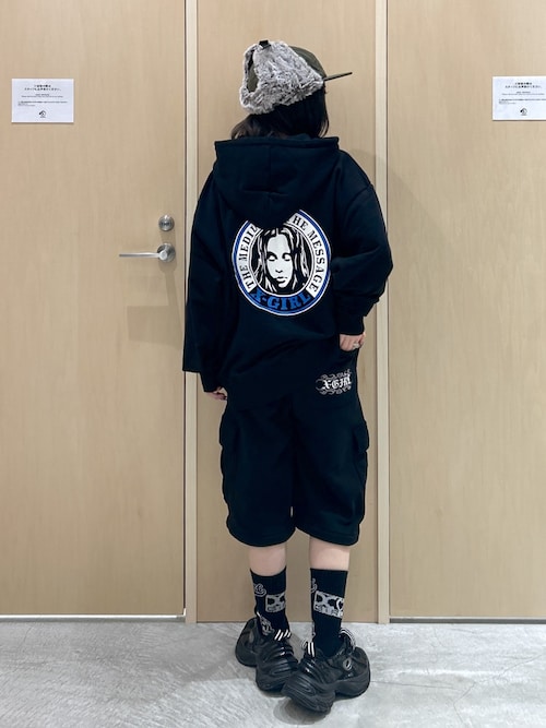 CIRCLE LOGO AND FACE ZIP UP SWEAT HOODIE（パーカー）｜X-girl