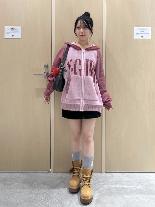 LOGO JACQUARD ZIP UP KNIT HOODIE（ニット/セーター）｜X-girl