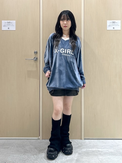 VELOUR GAME SHIRT DRESS（ワンピース）｜X-girl（エックスガール）の