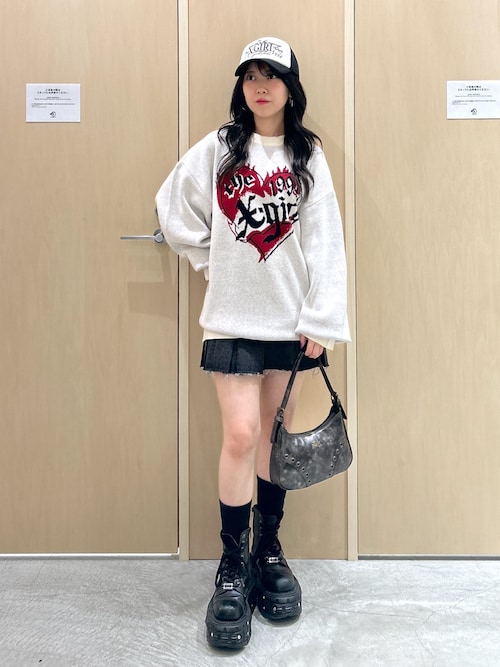 ❤新品 高品質　全人毛 広範囲隠　9×14ｃｍ　ストレート 自然黒 25cm❤ HEART LOGO JACQUARD KNIT TOP（ニット/セーター）｜X-girl