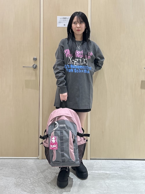 X-girl（エックスガール） tシャツ GRUNGE LOGO FADED L/S TEE