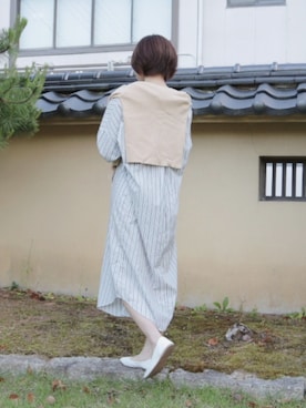 「GUコーデ」｜「アイテム（シャツワンピース）」を使った、つむぎさん（レディース・160cm）の夏コーディネート