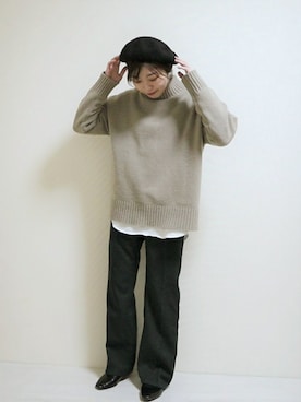 「RETRO GIRL（レトロガール）のアイテム（ハンチング/ベレー帽）」を使った、つむぎさん（レディース・160cm）の冬コーディネート