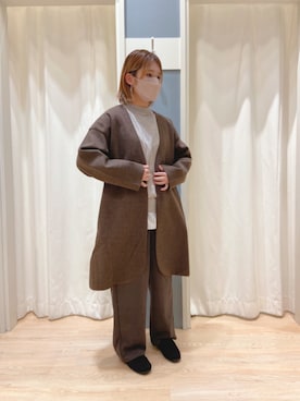 「Samansa Mos2 blue（サマンサモスモスブルー）のアイテム（ノーカラーコート）」を使った、ﾐ ｲ ☽︎‪𓂃 𓈒𓏸◌‬さん（レディース・155cm）の秋コーディネート