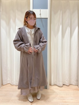 「透かし編みニット」｜「アイテム（その他アウター）」を使った、ﾐ ｲ ☽︎‪𓂃 𓈒𓏸◌‬さん（レディース・155cm）の冬コーディネート