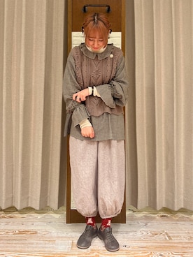 「バルーンパンツ」｜なぁさん（レディース・153cm・20代）の冬コーディネート