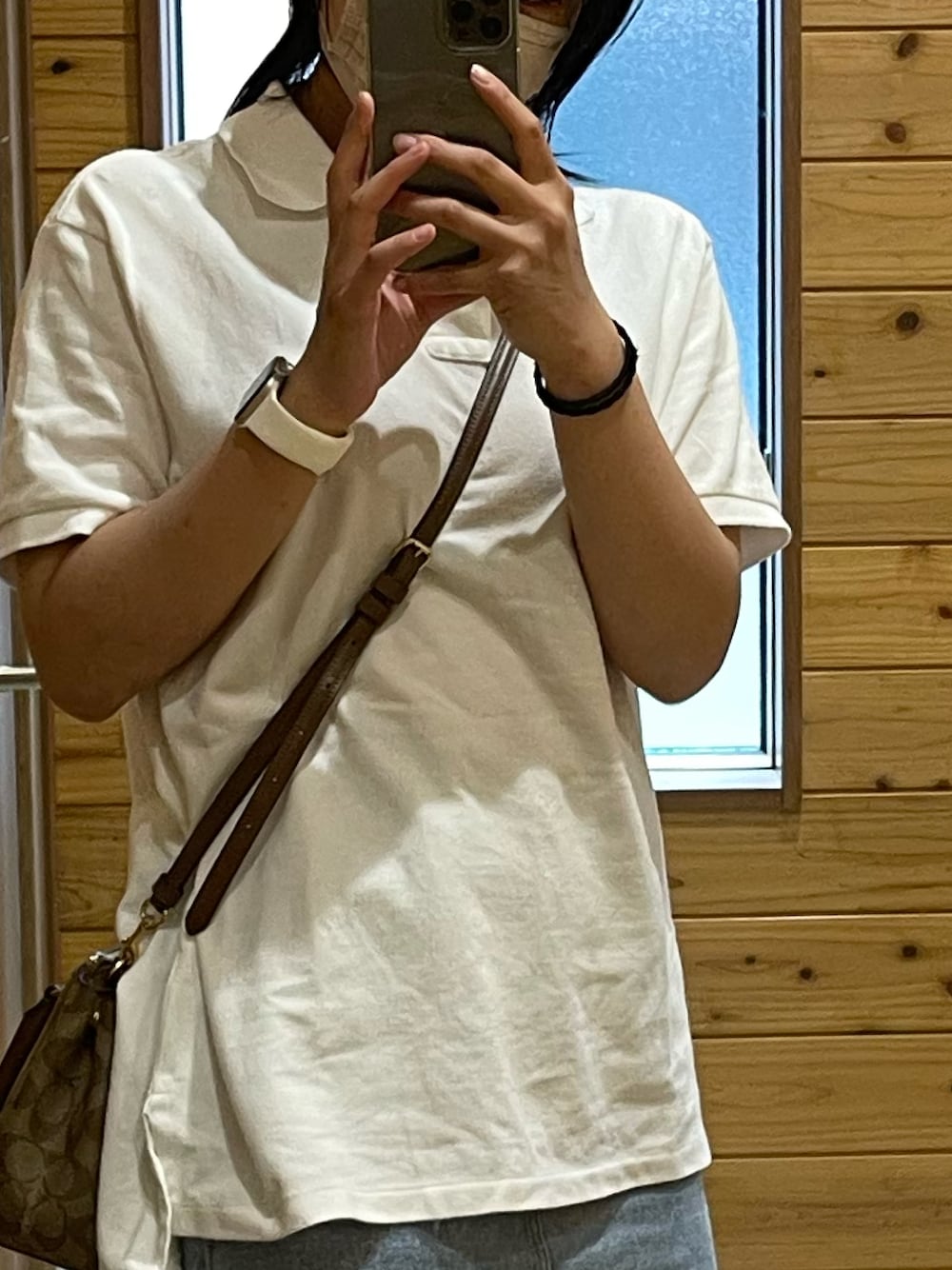 「POLO RALPH LAURENのアイテム（ポロシャツ、ホワイト系）」を使った、sugari~~~さん（レディース・159cm）の夏コーディネートの1枚目の写真