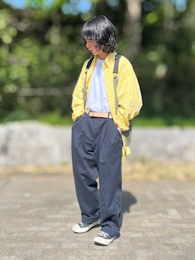 「アイテム（ベスト）」を使った、米山琢也さん（メンズ・160cm）の春コーディネート