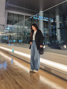 「SMELLY（スメリー）のパールスネークチェーン2セットネックレス（ネックレス、ホワイト系）」を使った、ミウさん（レディース・165cm）の春コーディネート