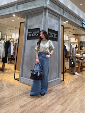 「SMELLY（スメリー）のパールスネークチェーン2セットネックレス（ネックレス、ホワイト系）」を使った、ミウさん（レディース・165cm）の春コーディネート