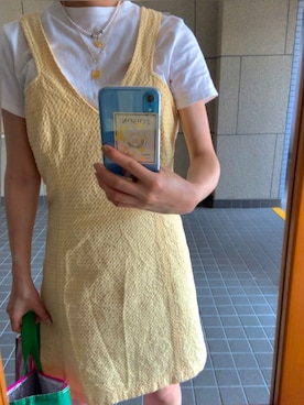 「イエローコーデ」｜「アイテム（オールインワン・サロペット）」を使った、R..yoさん（レディース・151cm）の夏コーディネート