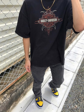 「バックプリント」｜田中太郎さん（メンズ・173cm）の夏コーディネート