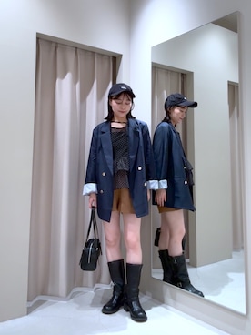 「アイテム（ボストンバッグ）」を使った、Sakaiさん（レディース・152cm）の秋コーディネート