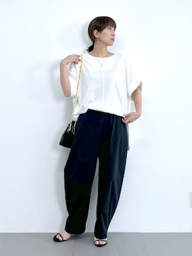 「アイテム（スリッポン）」を使った、あべさん（レディース・159cm・40代）の夏コーディネート