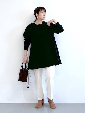 「アイテム（シューズ、イエロー系）」を使った、あべさん（レディース・159cm）の冬コーディネート