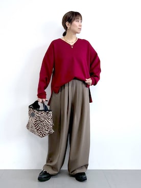 「アイテム（ピアス（両耳用））」を使った、あべさん（レディース・159cm・40代）の秋コーディネート