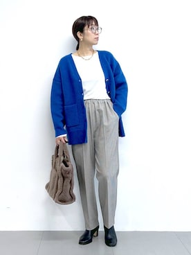 「アイテム（スラックス）」を使った、あべさん（レディース・159cm・40代）の秋コーディネート