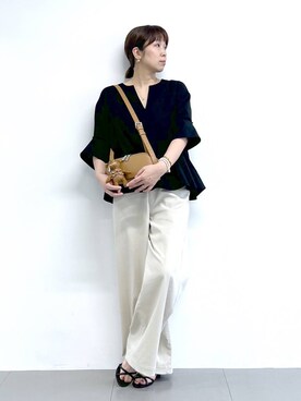 「BARNYARDSTORM（バンヤードストーム）のアイテム（ショルダーバッグ）」を使った、あべさん（レディース・159cm）の春コーディネート