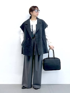 「アイテム（バングル/リストバンド）」を使った、あべさん（レディース・159cm）の秋コーディネート