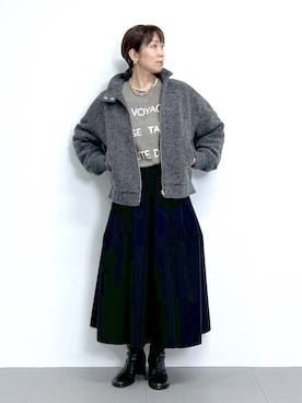「アイテム（ブルゾン）」を使った、あべさん（レディース・159cm・40代）の秋コーディネート