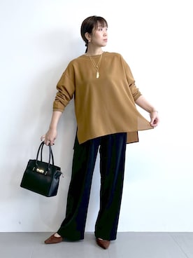 「AULENTTI（オウレンティ）のBARNYARDSTORM / AULENTTI(オウレンティ) / ベルト付きレザーBAG（ショルダーバッグ）」を使った、あべさん（レディース・159cm）の夏コーディネート